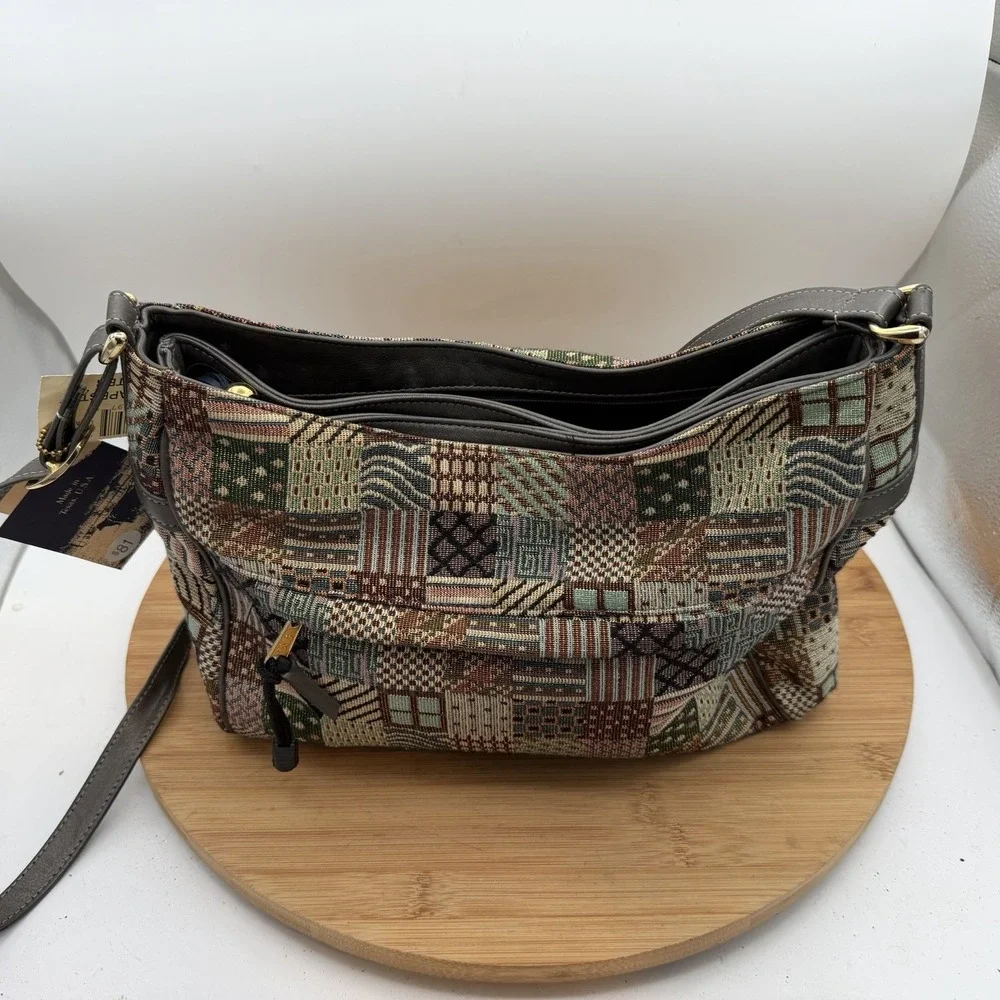 Vintage SAS Purse Shoulder‎ Bag Multicolor Patchwork Tapestry Jacquard NWT